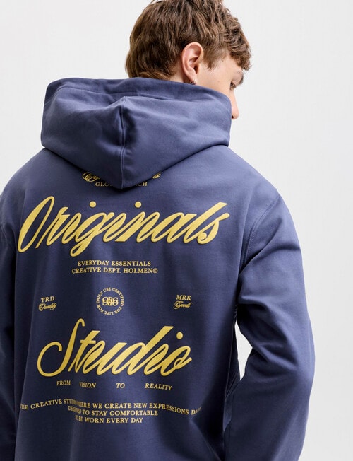 Jack & Jones Typo Back Sweat Hoodie, Crown Blue product photo View 03 L