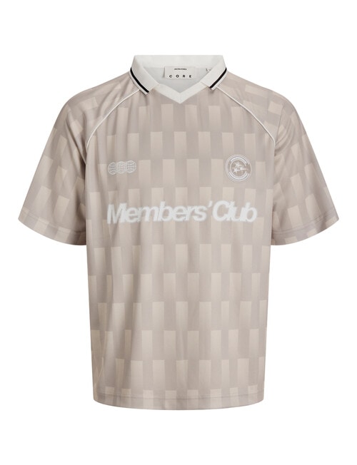 Jack & Jones Club Football Open Collar Tee, Dove AOP product photo