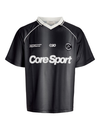 Jack & Jones Club Football Open Collar Tee, Black product photo