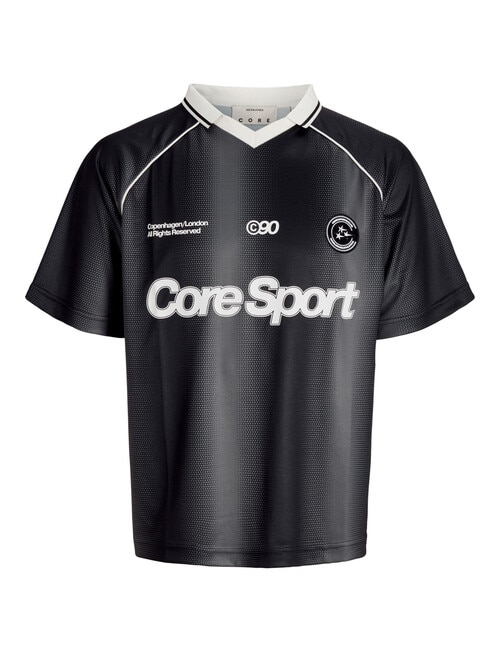 Jack & Jones Club Football Open Collar Tee, Black product photo