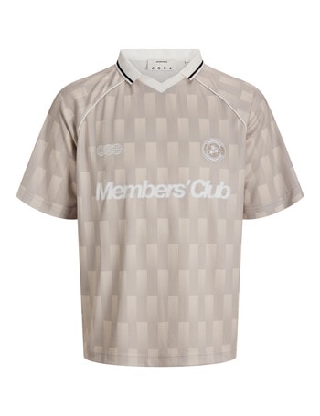 Jack & Jones Club Football Open Collar Tee, Dove AOP product photo