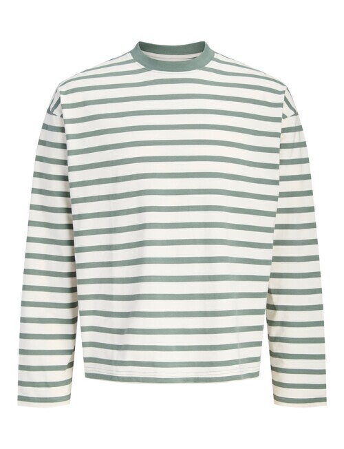 Jack & Jones Stripe Crew Long Sleeve Tee, Laurel Wreath product photo