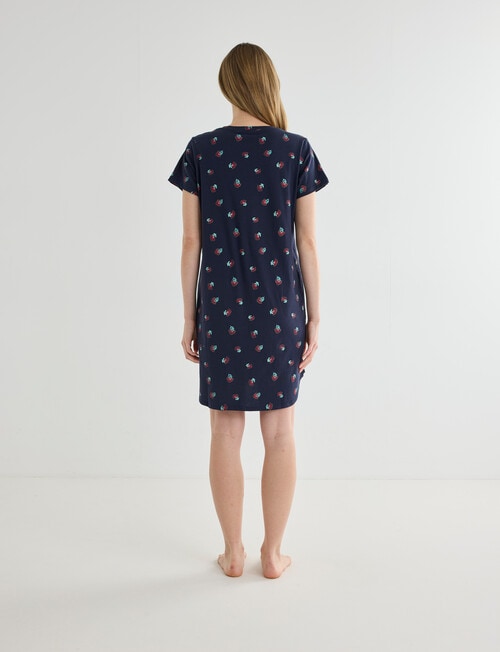 Zest Sleep T-Shirt Nightie, Navy Pohutukawa product photo View 02 L