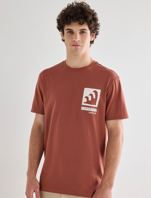 Gasoline Nicaragua Printed Tee, Brick product photo