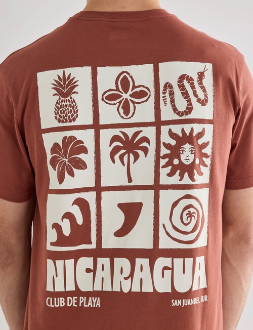 Gasoline Nicaragua Printed Tee, Brick product photo View 05 L