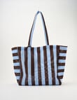 Zest Resort Mesh Knit Stripey Tote, Blue & Chocolate product photo View 02 S
