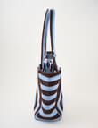 Zest Resort Mesh Knit Stripey Tote, Blue & Chocolate product photo View 04 S