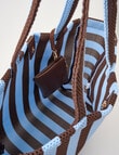 Zest Resort Mesh Knit Stripey Tote, Blue & Chocolate product photo View 05 S