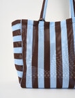 Zest Resort Mesh Knit Stripey Tote, Blue & Chocolate product photo View 06 S