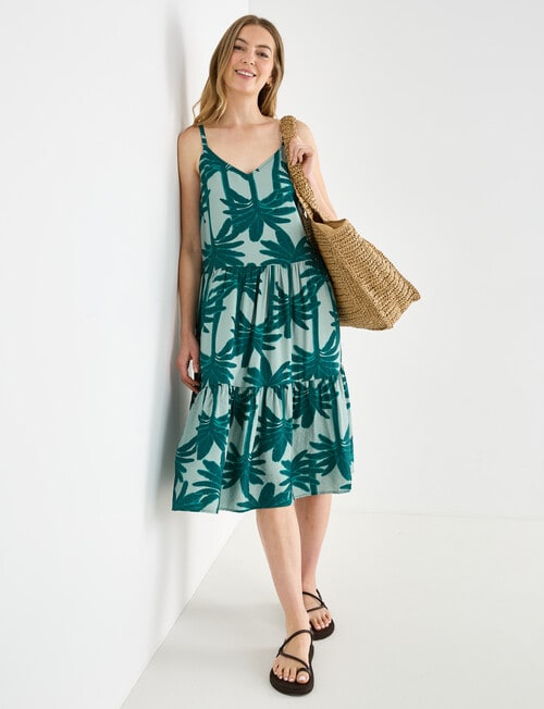 Zest Palm Print Tiered Dress product photo