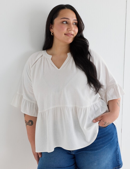 Amy & Ivy Linen Blend Peasant Blouse, Ecru product photo