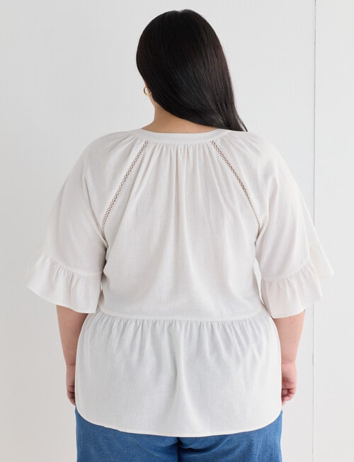 Amy & Ivy Linen Blend Peasant Blouse, Ecru product photo View 02 L