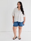 Amy & Ivy Linen Blend Peasant Blouse, Ecru product photo View 03 S