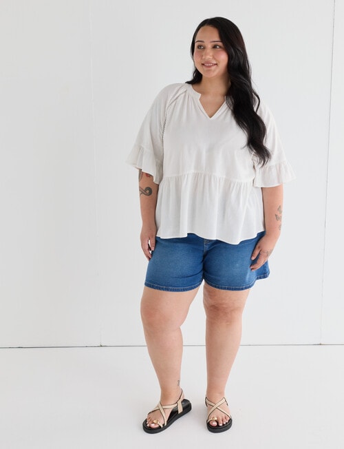 Amy & Ivy Linen Blend Peasant Blouse, Ecru product photo View 03 L