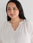 Amy & Ivy Linen Blend Peasant Blouse, Ecru product photo View 04 S