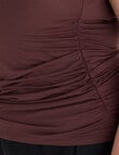 Amy & Ivy Asymmetrical Knit Top, Chocolate product photo View 05 S