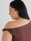 Amy & Ivy Asymmetrical Knit Top, Chocolate product photo View 06 S