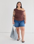 Amy & Ivy Asymmetrical Knit Top, Chocolate product photo View 07 S
