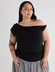 Amy & Ivy Asymmetrical Knit Top, Black product photo