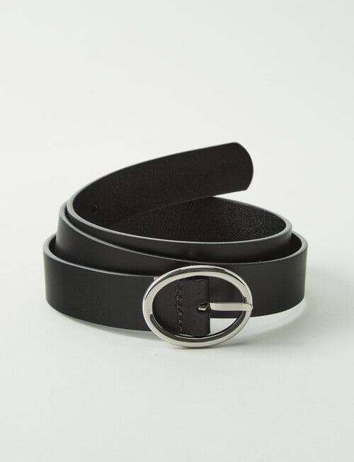 Boston + Bailey Leather Belt, Black & Silver Buckle product photo