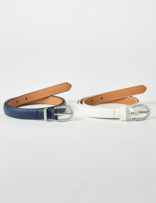 Boston + Bailey Skinny Belt, 2-Pack, Navy & White product photo
