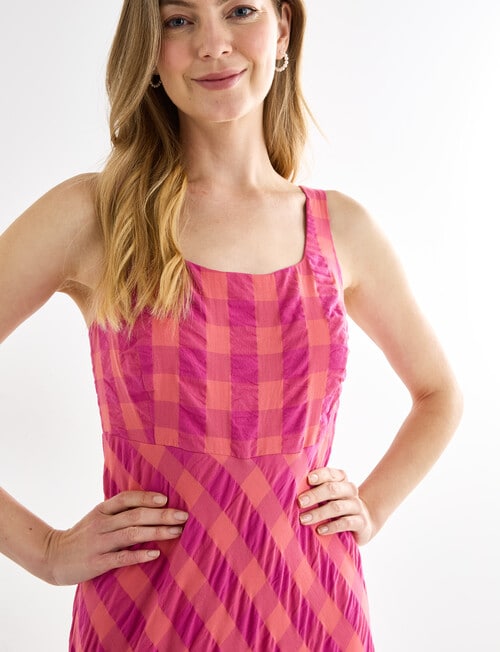 Zest Pink Check Bias Dress product photo View 04 L