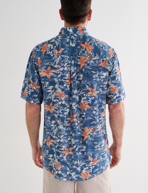 Chisel VIS Hibiscus Short Sleeve Shirt, Blue - Casual Shirts