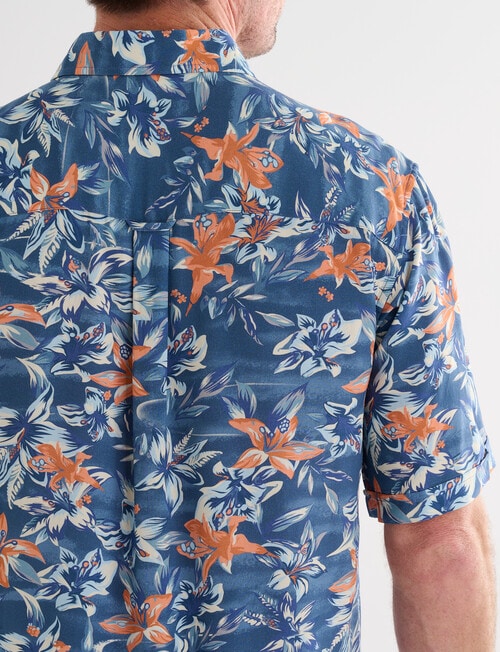 Chisel VIS Hibiscus Short Sleeve Shirt, Blue - Casual Shirts