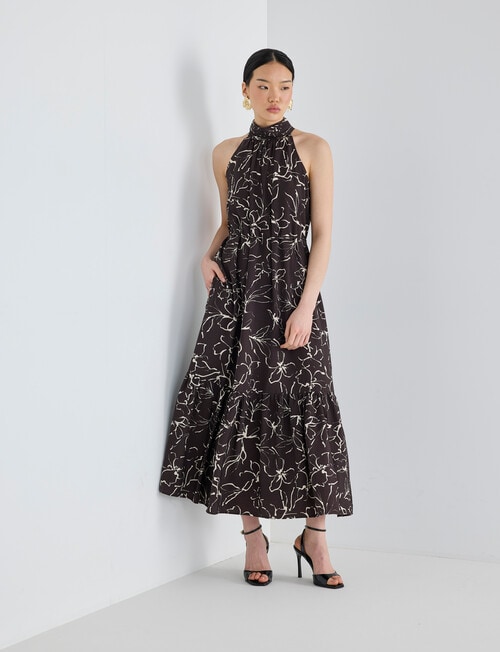 State of play Solstice Dress, Chocolate Print product photo View 03 L