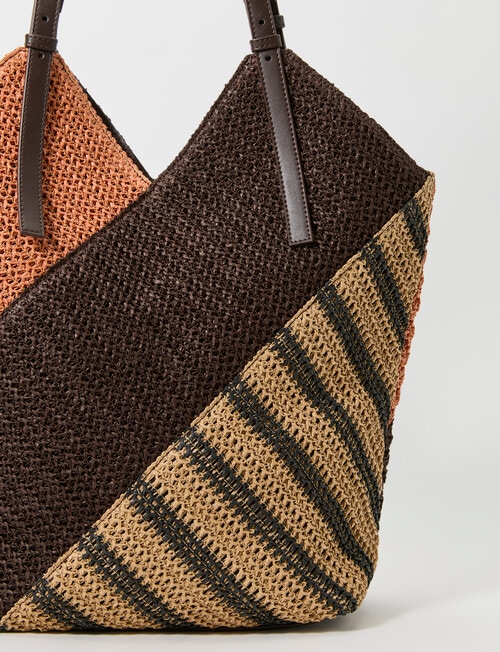 Zest Colourblock Straw Tote Bag, Multi product photo View 02 L
