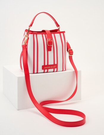 Boston + Bailey Stripe Printed Bucket Bag, Coral & White product photo