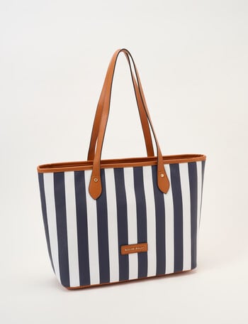 Boston + Bailey Stripe Printed Tote Bag, Navy & White product photo