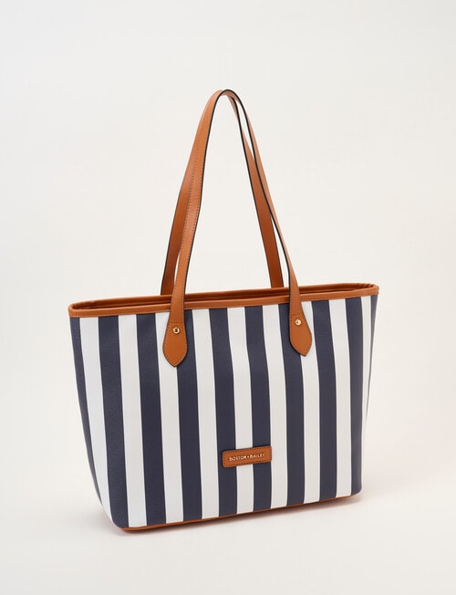 Boston + Bailey Stripe Printed Tote Bag, Navy & White product photo
