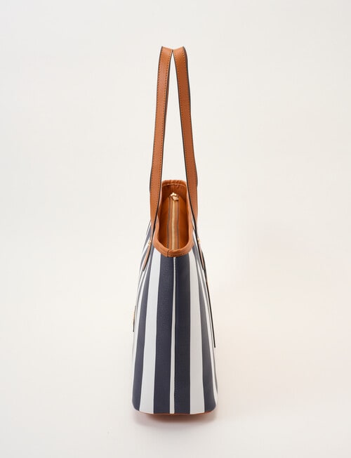 Boston + Bailey Stripe Printed Tote Bag, Navy & White product photo View 04 L