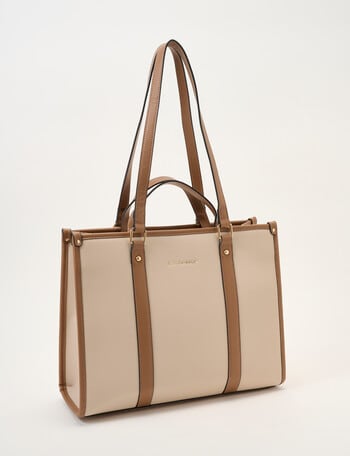 Boston + Bailey Contrast Trim Tote Bag, Bone & Mocha product photo
