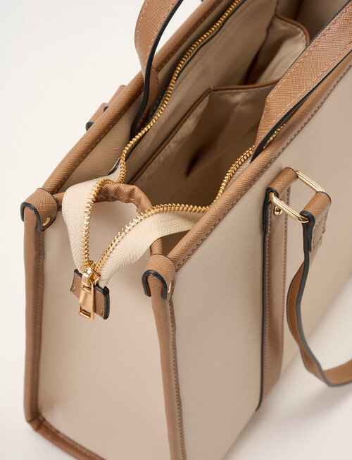 Boston + Bailey Contrast Trim Tote Bag, Bone & Mocha product photo View 06 L