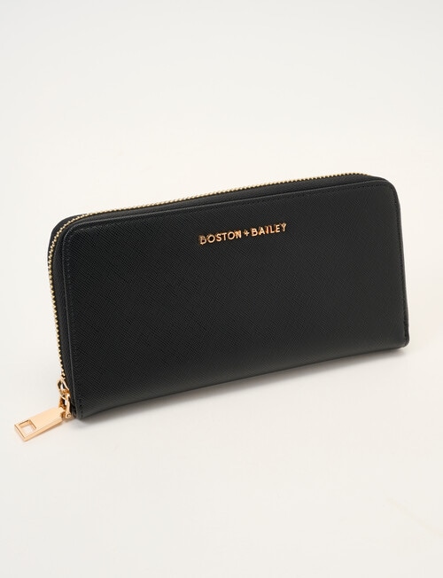 Boston + Bailey Large Zip Around Wallet, Black product photo
