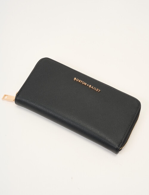 Boston + Bailey Large Zip Around Wallet, Black product photo View 03 L