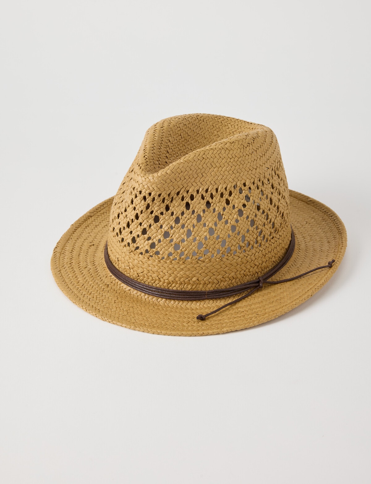 Pattern And Balance Gasoline Trilby Knit Pattern Hat, Natural - Hats & Beanies