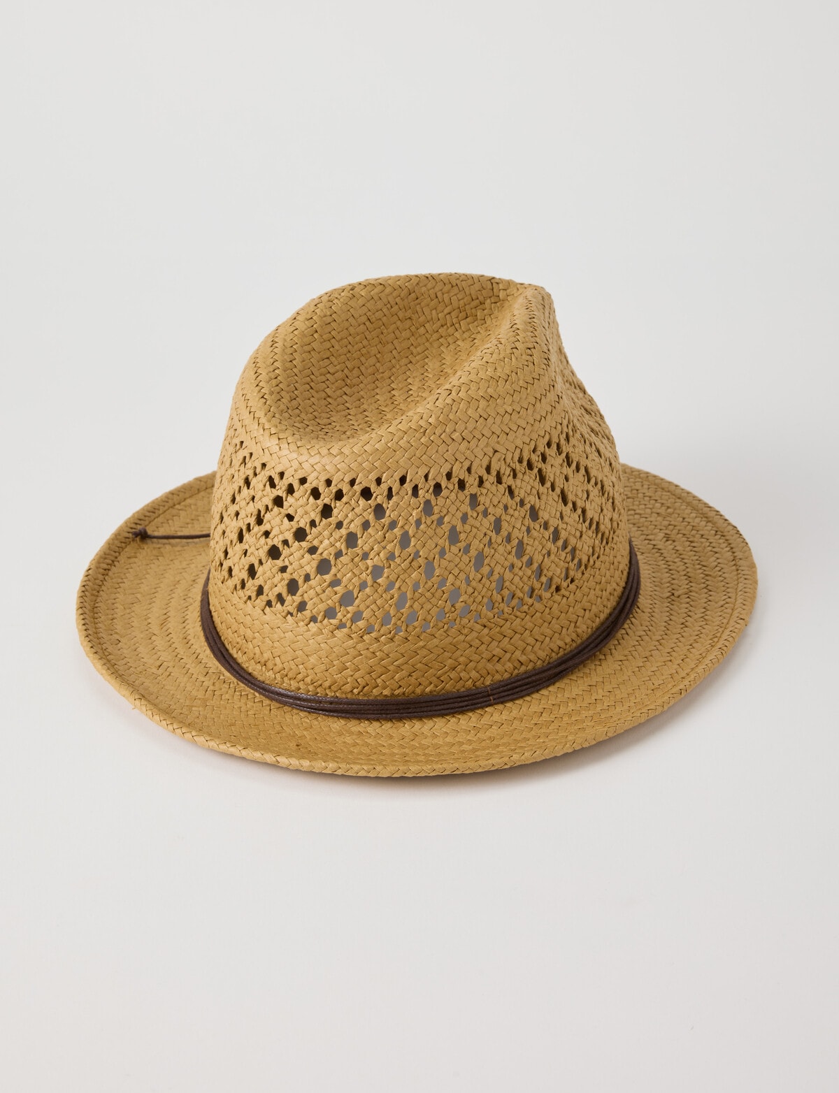 Pattern And Balance Gasoline Trilby Knit Pattern Hat, Natural - Hats & Beanies