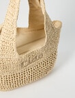 Zest Resort Paper Straw Embroidered Slouchy Tote Bag, Natural product photo View 02 S