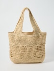 Zest Resort Paper Straw Embroidered Slouchy Tote Bag, Natural product photo View 05 S