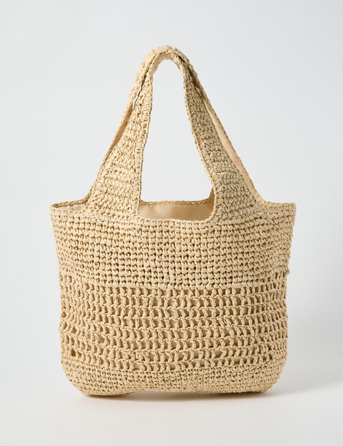 Zest Resort Paper Straw Embroidered Slouchy Tote Bag, Natural product photo View 05 L