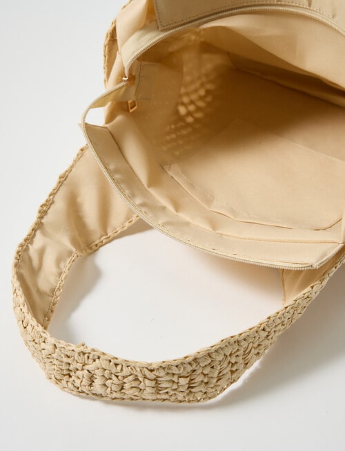 Zest Resort Paper Straw Embroidered Slouchy Tote Bag, Natural product photo View 06 L