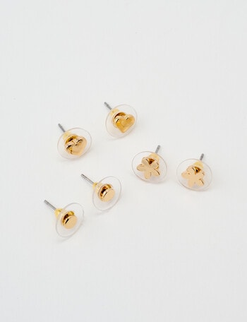 Earsense Trio Stud Set, Circle/Flowers/Hearts product photo