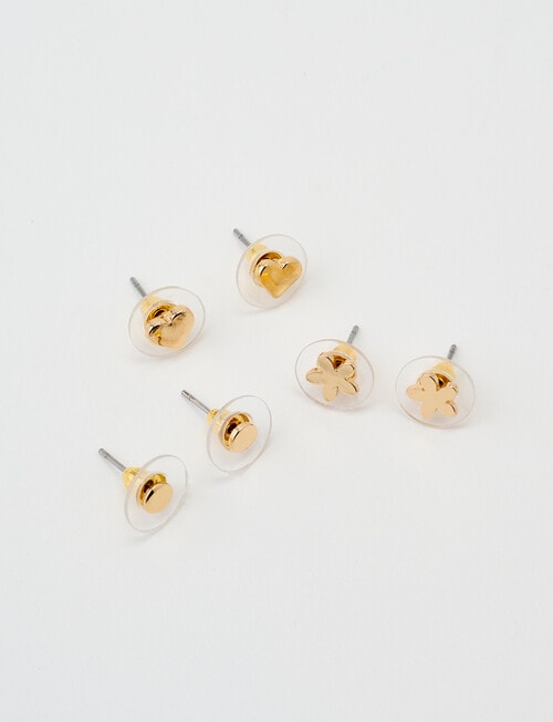 Earsense Trio Stud Set, Circle/Flowers/Hearts product photo