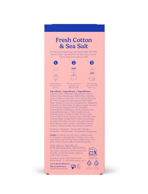 Wild Deodorant Stick Starter Case, Fresh Cotton & Sea Salt product photo View 29 L