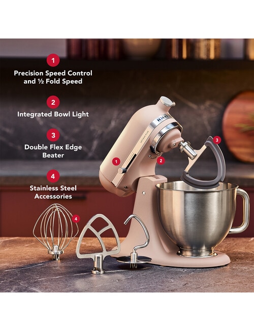 KitchenAid Artisan Plus 4.7 Litre Stand Mixer - Feather Pink product photo View 03 L