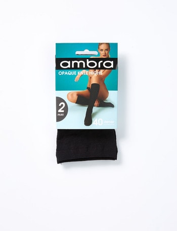 Ambra Opaque Knee-High, 40 Denier, 2-Pack, Black product photo