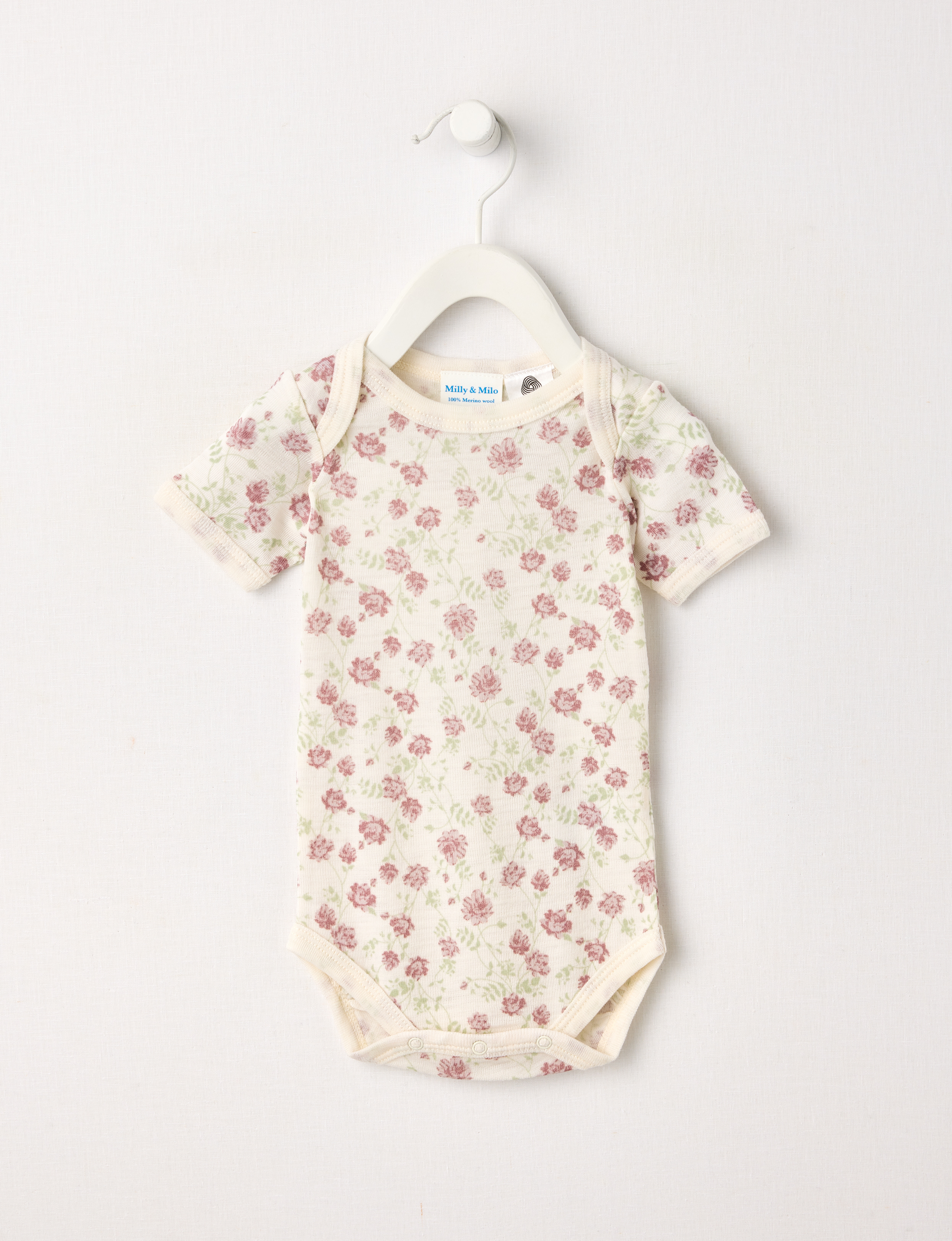 Milly & Milo Flower Merino Short Sleeve Bodysuit, Lilac product photo